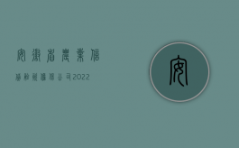 安徽省农业信贷融资担保公司（2022农业企业贷款担保业务的流程）