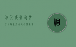 个人独资企业可以做有限公司的股东吗（个人独资企业可以担任公司股东吗）