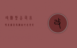 改制型公司小股东权益受侵害的表现是什么（改制 变更公司形式）