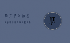 个人可以给公司担保借款吗（个人能否为公司债务担保）