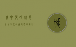 城中村改造房子（城中村改造问题包括什么？）