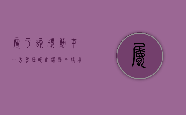 属于该机动车一方责任的由机动车使用人承担（2022如何理解机动车一方承担责任的规定）