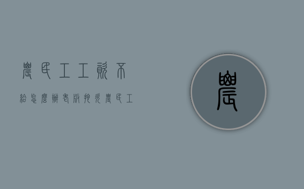 农民工工资不给怎么办（老板拖欠农民工工资怎么办 没签合同的去哪里告）