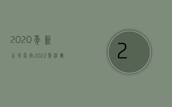 2020年新公司名字（2022年注册公司名字有什么要求）