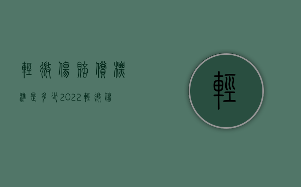 轻微伤赔偿标准是多少（2022轻微伤医疗费赔偿标准是怎样的）