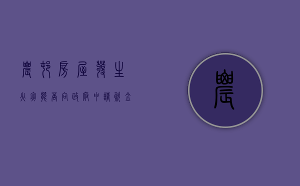 农村房屋发生火灾能否向政府申请资金补助（2022农村火灾房屋补助标准）