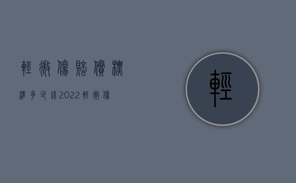 轻微伤赔偿标准多少钱（2022轻微伤赔偿多少钱）